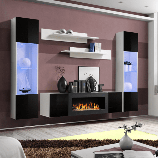 Wall unit «Fly M3» with biofireplace-ws