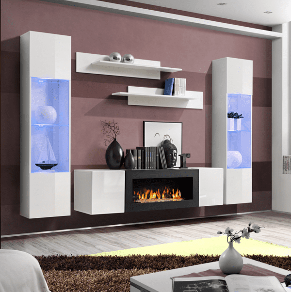 Wall unit «Fly M3» with biofireplace-ww