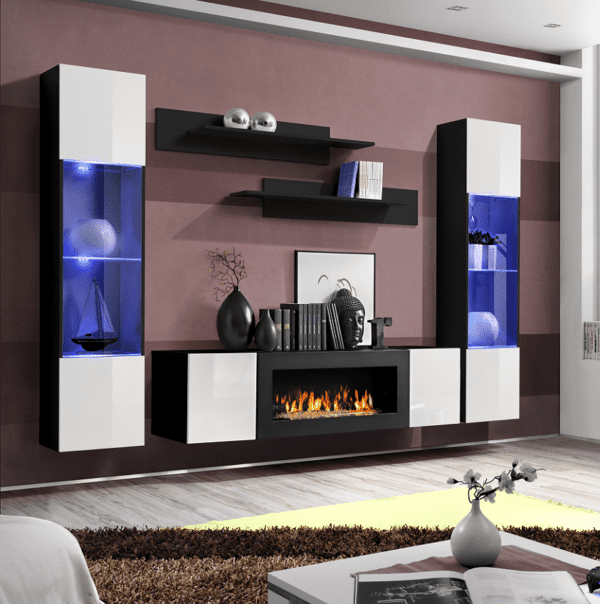 Wall unit «Fly M3» with biofireplace-zw