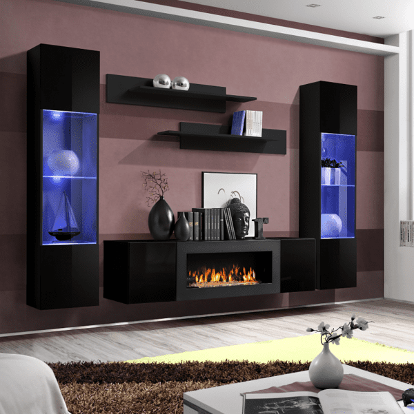 Wall unit «Fly M3» with biofireplace-zz